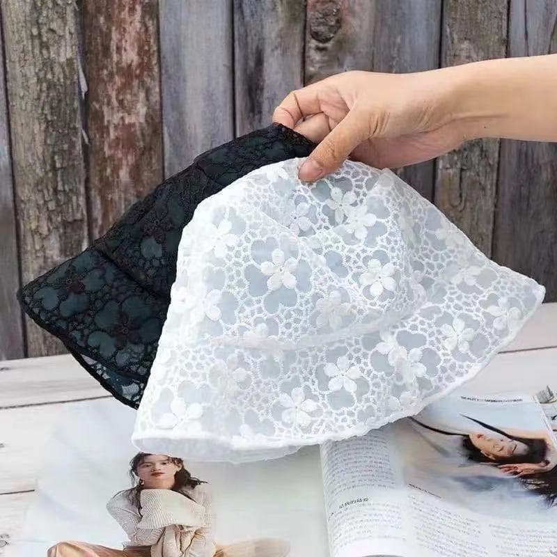 アウトドアファッション アウトドアファッション 花柄レース透かし八角形バケットハット