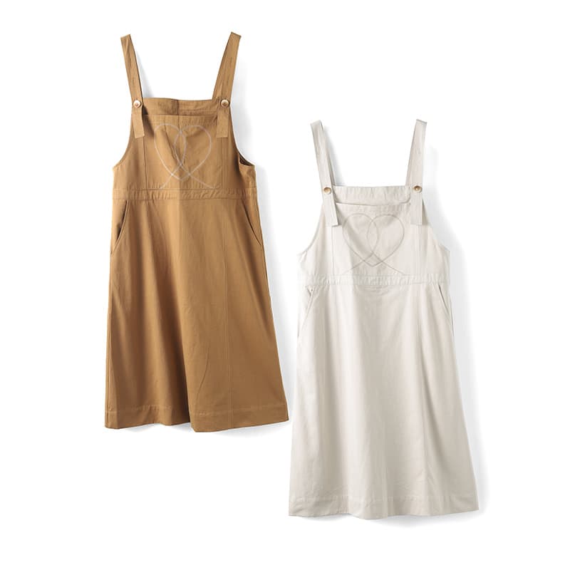 アウトドアファッション ハートステッチ サロペットワンピース