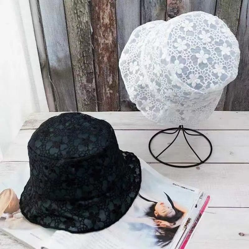 アウトドアファッション アウトドアファッション 花柄レース透かし八角形バケットハット