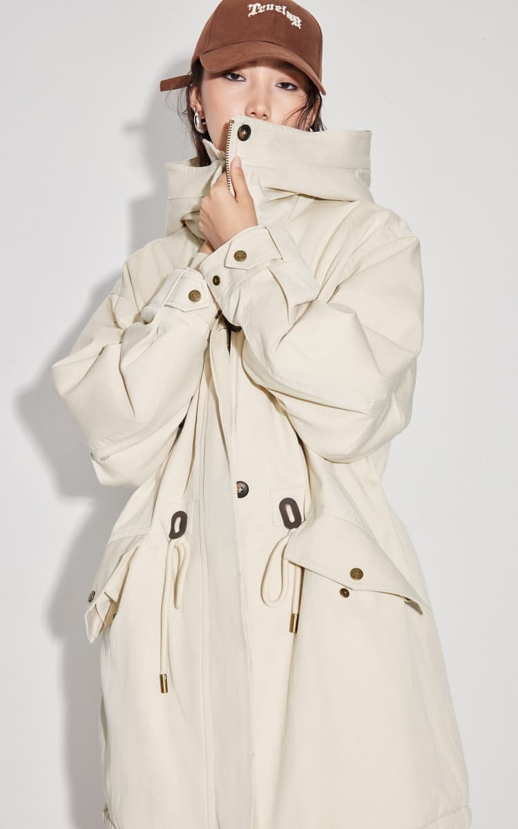 アウトドアファッション 防寒ボアカラーミリタリーコート