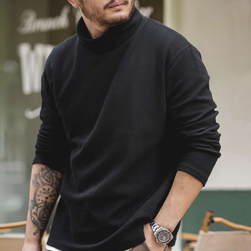 アウトドアファッション リブ編み柔らか タートルニットセーター