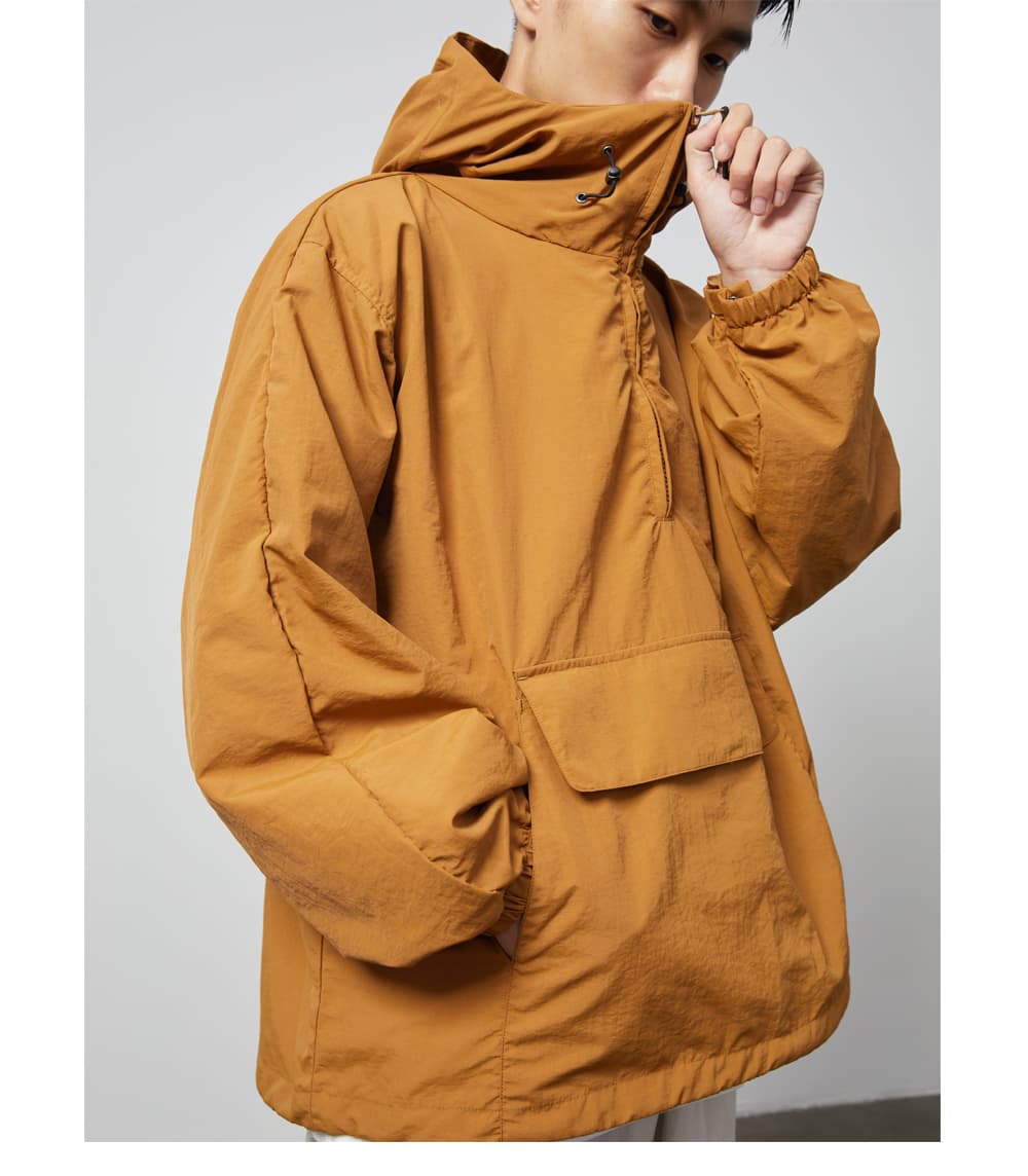 アウトドアファッション フード付き半袖アノラックパーカー