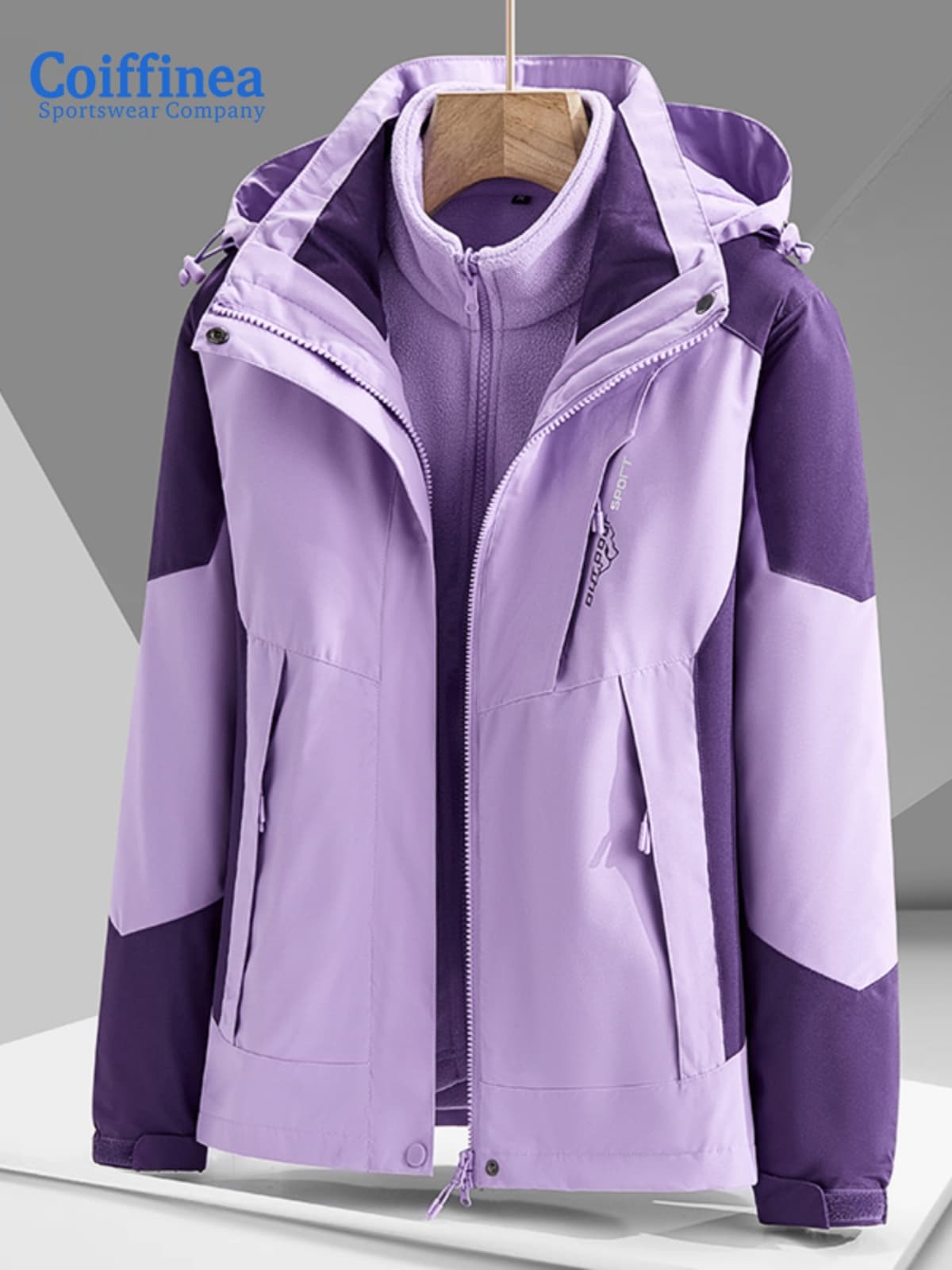 アウトドアファッション 防寒機能付き二重構造マウンテンパーカー