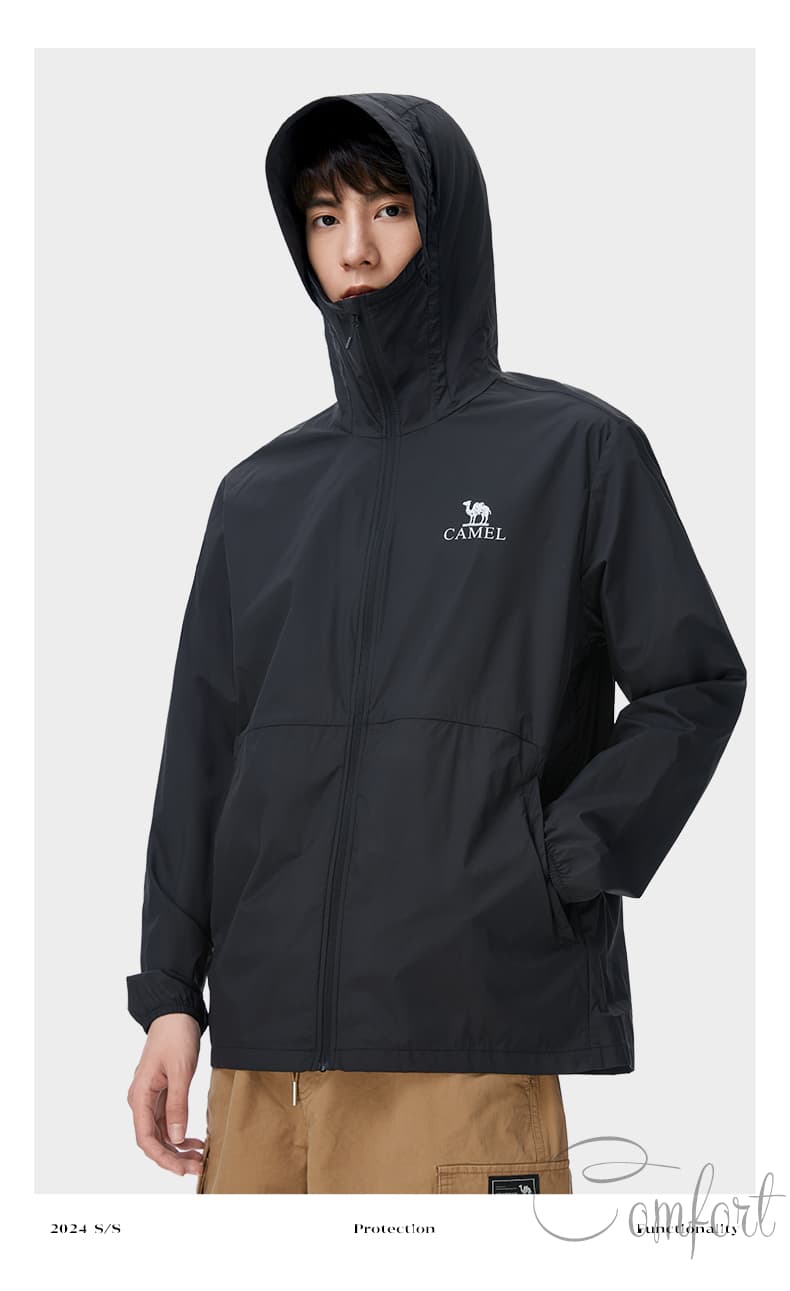 アウトドアファッション 砂漠を駆けるフード付き薄手ジャケット