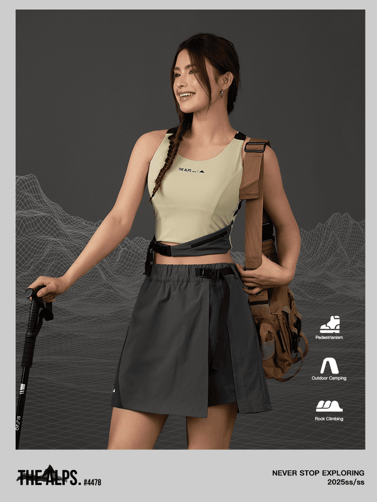 アウトドアファッション ラップデザイン機能性ショートスカート